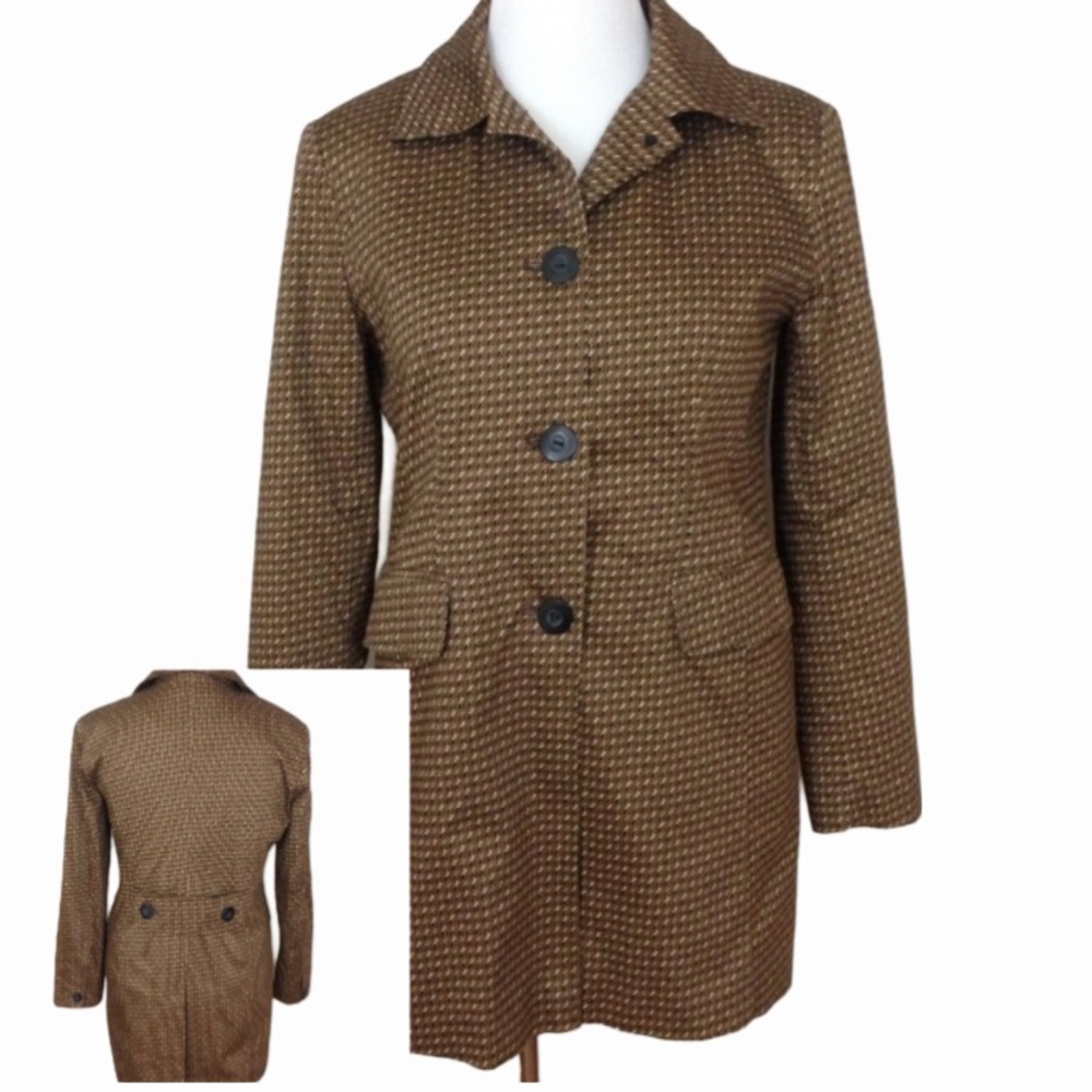 Trench Coat Lt. Weight Geo Print Brown Sz. 10